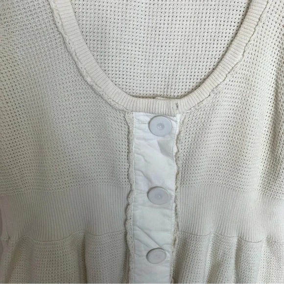 Anthro Knitted & Knotted Cream  Sweater Top 3/4 Sleeve L - Picture 6 of 8